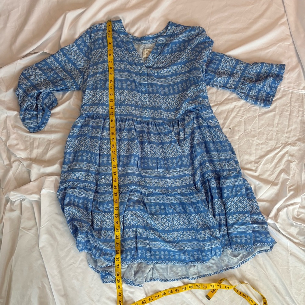 Destination 365 Blue and White Patterned Women's Peasant Tunic Beach Dress Sz XL - Picture 6 of 6